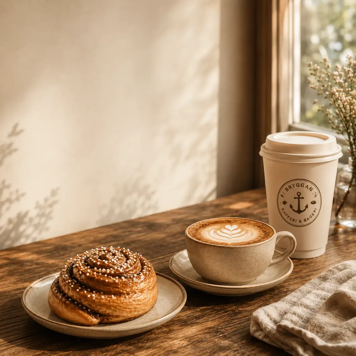 Cappuccino och kanelbulle