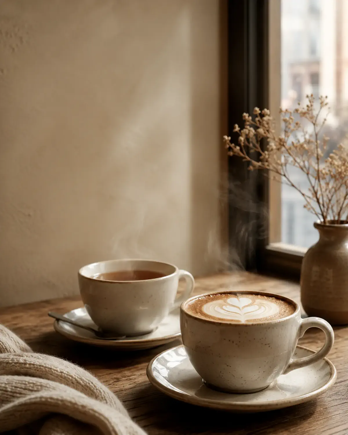 Kaffe och te vid fönstret