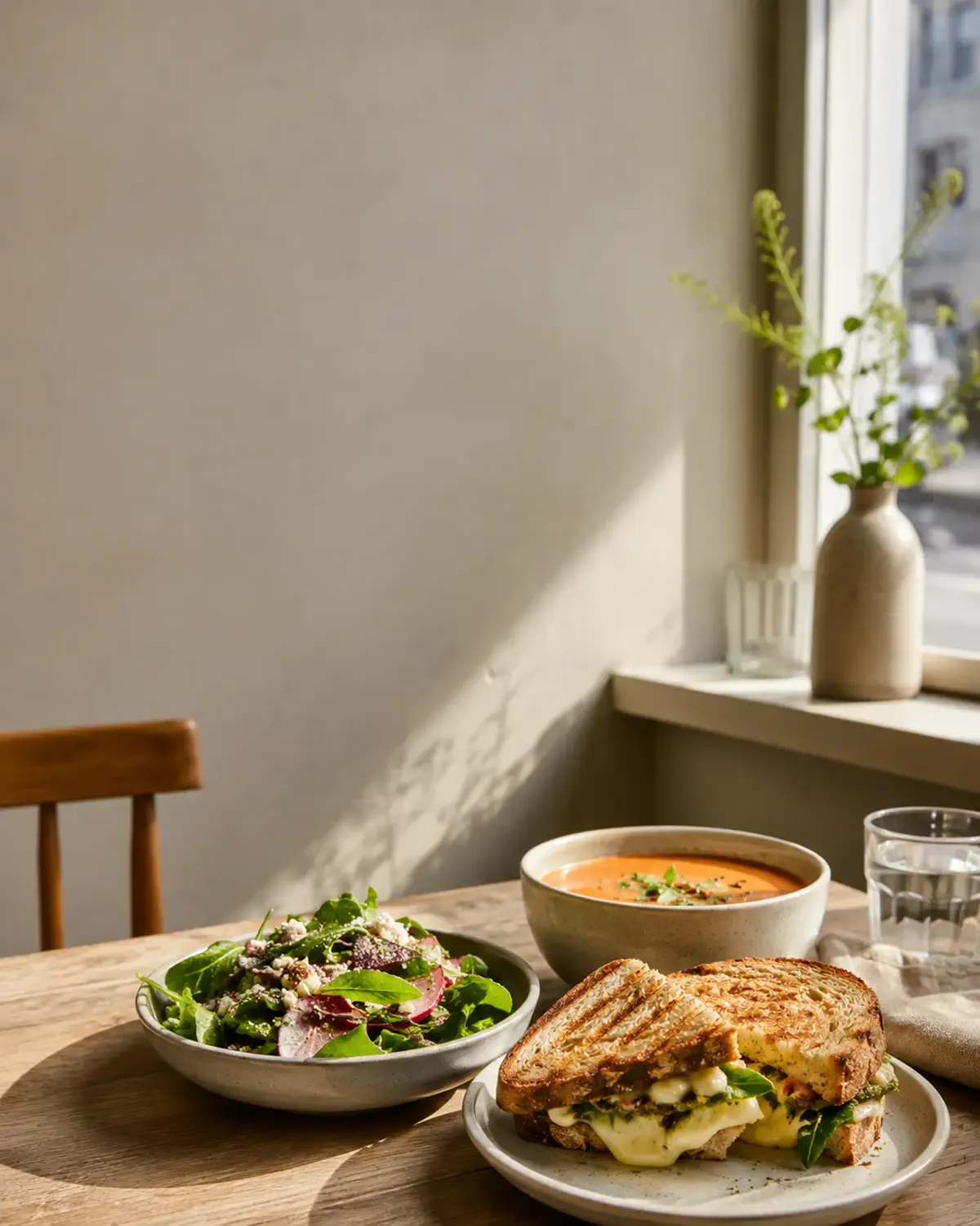 Lunch med smörgås och soppa